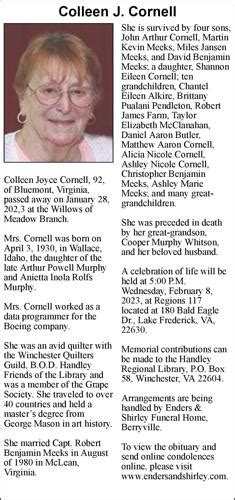 Cornell obituaries. com.  The University recently learned of the passing of...