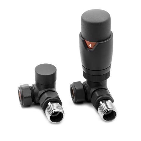 Corner TRV Valve and Lockshield - Anthracite - Radiators Online