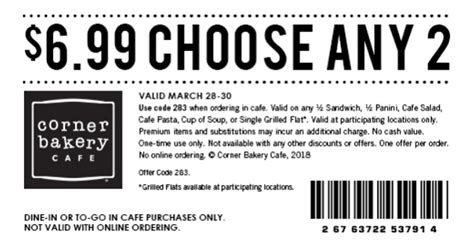 Corner bakery cafe coupon code. 7:00 AM - 9:00 PM. Sunday. 7:00 AM - 9:00 PM. Order Online Order Catering Order Delivery View More Locations. Our Skokie Corner Bakery Cafe was opened on Wednesday, September 19, 2001 in Skokie, Illinois by CBC Restaurant Corp. For general inquiries, please contact the cafe at cb0181@cornerbakerycafe.com. No local specials … 