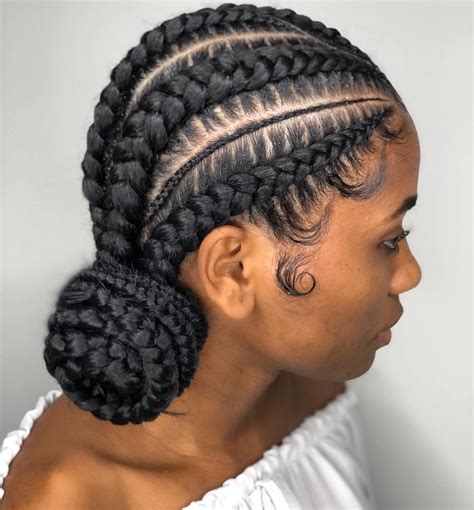 Cornrow Bun, Neat Bun Cornrow Braids Hairstyles.