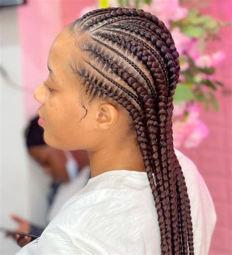 Cornrow braids in one