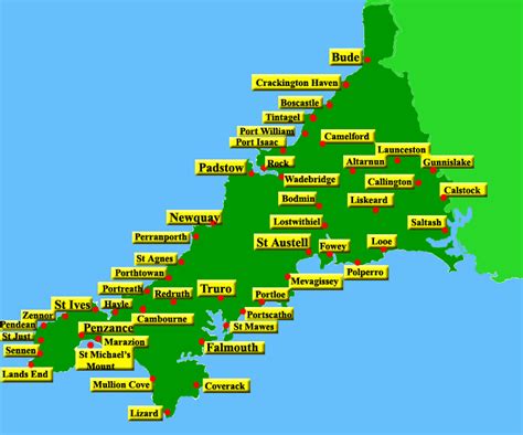 Cornwall Map Cornwall Guide