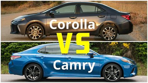 Corolla vs camry. Jul 19, 2018 · XSE models are also available in a unique 2-tone design that features a black roof. The Camry is a midsize sedan while the Corolla is a compact. The Camry’s overall length is 192.1 inches while the Corolla is nine inches shorter at 183.1. The Camry is also wider at 72.4 inches to the Corolla’s 69.9. 