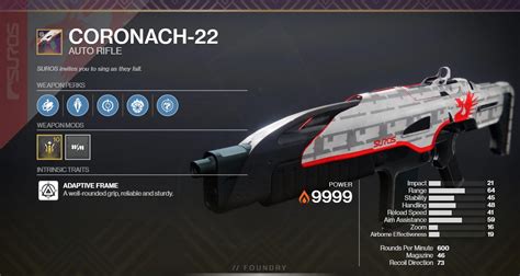 Coronach-22. THE NEW CORONACH-22 HAS POTENTIAL ! (Review & God Roll Guide)Thanks for watching ^^ Subscribe to not miss my future uploads ♥#destiny2 #lightfall Chapters :0... 