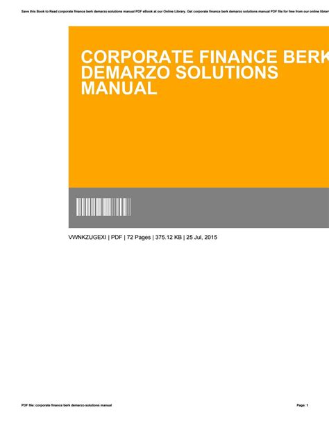 Corporate finance 2nd edition berk demarzo solution manual. - Comcast basic cable tv channel guide.