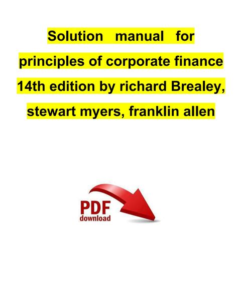 Corporate finance brealey myers allen solution manual. - Und die taube jagt den greif.