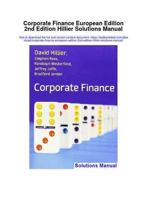 Corporate finance second edition david hillier solutions. - The investment advisors compliance guide 2nd edition.