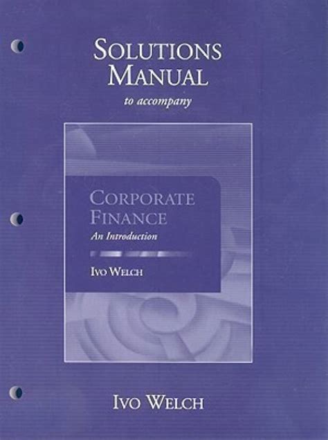 Corporate finance solution manual ivo welch. - Global sustainable communities handbook green design technologies and economics.
