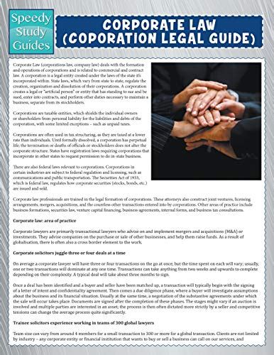 Corporate law corporation legal guide speedy study guide. - Au service de la culture française en acadie.