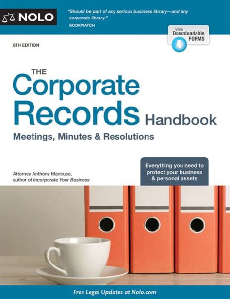 Corporate records handbook the meetings minutes resolutions book with cd. - Los siete libros de la diana.