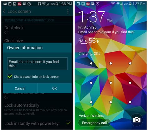 Correct Answer: Lock Screen Options on Samsung Galaxy S5.