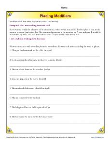 Correcting Misplaced Modifiers Word Usage Worksheet