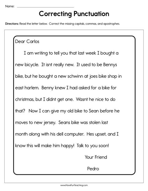 Correcting Punctuation Worksheet Have Fun Teaching Worksheets Library