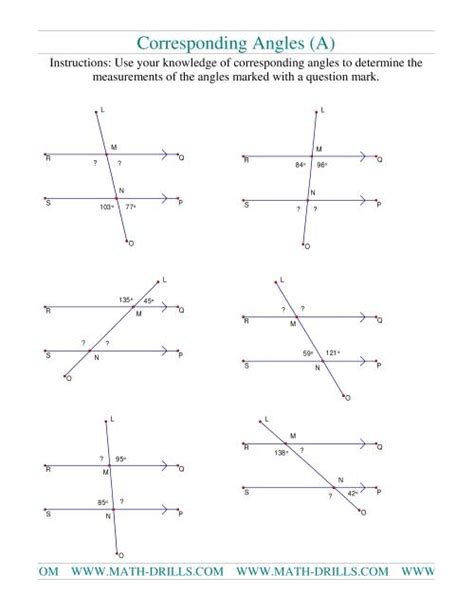 Corresponding Angles (A) - Math-Drills