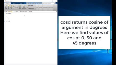Cosd matlab. Determine the general value of θ, If cosθ + sinθ = 1. If 3tan (θ - 20°) = tan (θ + 20°), 0° < θ < 90°, then find the value of θ. Solve the equation sin 2θ + sin θ + sin 3θ = 0. Determine the value of tan 19° + tan 127° - tan 163° - tan 21°. Also Refer: NCERT Exemplar for Class 11 Maths Chapter 3. 