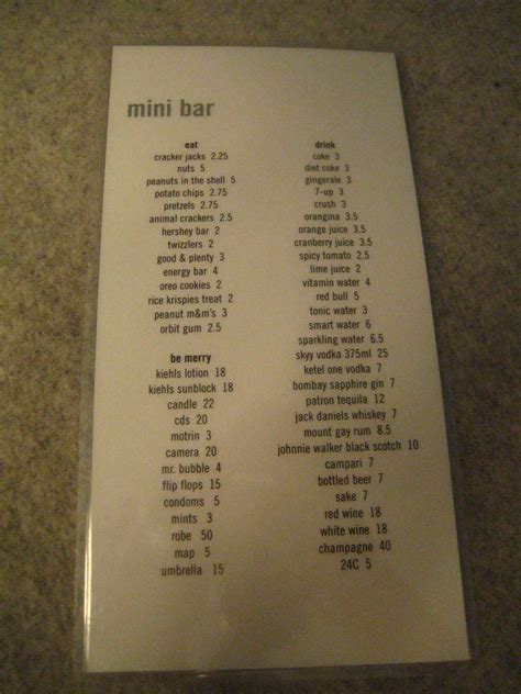 Cosmopolitan mini bar prices.  Mini bars are built for convenience.  Unique Options d...