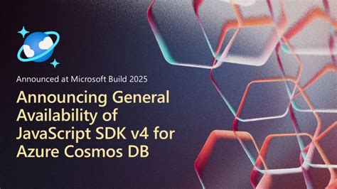 Cosmos db sdk v4.  Sep 13, 2023 · The JavaScript v4 SDK now supports the c...