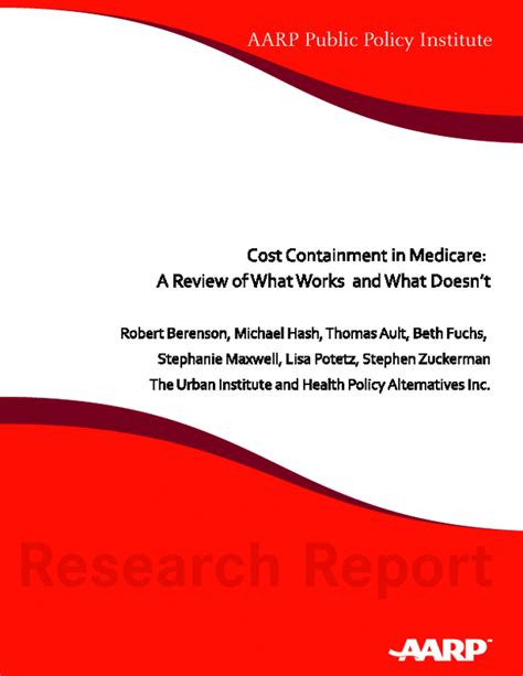 Cost Containment in Medicare A Review of What Works and What Doesn t