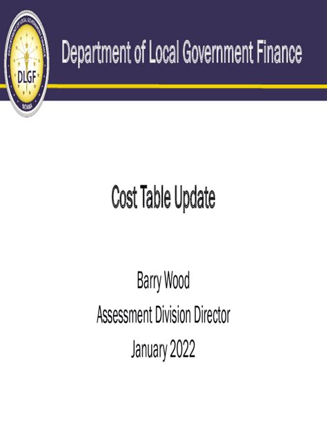 Cost Table Updat - Indiana