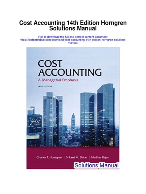 Cost accounting 14th edition exercise solutions manual. - 1998 honda accord v6 repair shop manual supplement original.
