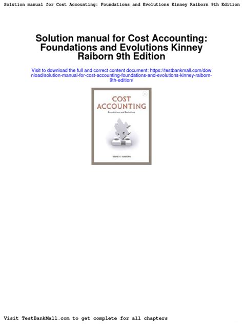 Cost accounting raiborn kinney 9e solutions manual. - Finders keepers teachers guide dundurn teachers guide.