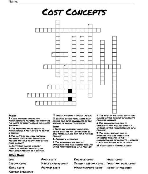 "Cost " (3,5) Crossword Clue The Crossword Solver found 30 answers to "Cost " (3,5)", 8 letters crossword clue. The Crossword Solver finds answers to classic crosswords and cryptic crossword puzzles. Enter the length or pattern for better results. Click the answer to find similar crossword clues . Enter a Crossword Clue Sort by Length. 