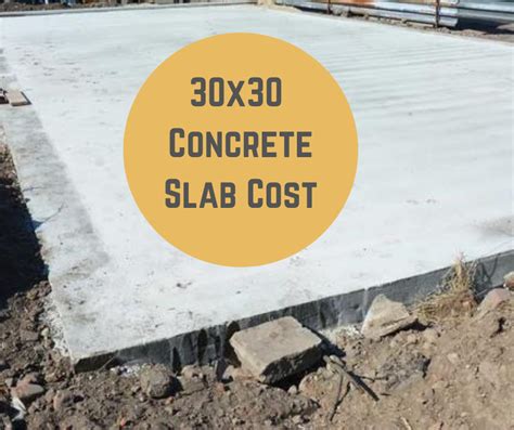 Cost of 30x30 concrete slab. All costs have been calculated at a rate of $6 per square foot. Concrete Slab Installation Cost Estimate. Average Cost (24x24) $3,460. Highest Cost (40x60) $14,400. Lowest Cost (10x10) $600. 