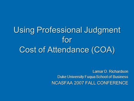 Cost of Attendance (COA) - Fuqua School of Business