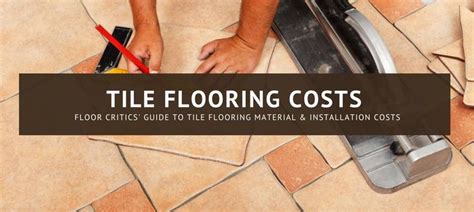 Cost of tile installation. Use tile cement with linoleum and vinyl tiles, and thinset mortar with ceramic or porcelain tiles. 2. Start laying the floor tiles in the middle of the room, lining them up with your chalk lines. Press each tile gently into the cement or mortar; you can also use a rubber mallet to do this after you complete each section. 
