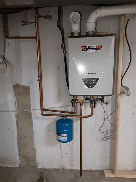 Cost to install a tankless water heater. Cost. $950 to $1,150, depending on heater model, plus $300 to $400 for installation. Estimated Time. 3 to 4 hours. How to install a propane tankless water heater. Turn off the main water valve at the meter. Cut into the existing water–supply pipes attached to the old water heater. 