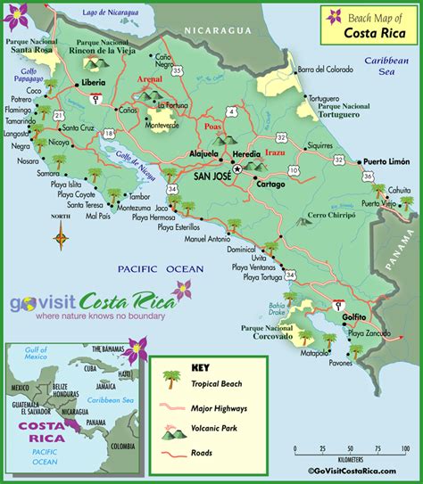 Costa rica beaches map. The Pacific coast contains major tourism centers and beaches that are favorites among surfers, including Esterillos, Jacó, Hermosa, Boca Barranca, as well as the Pavones Sector and the surroundings of the Marino Ballena National Park, with its famous long left wave. Near the beach areas you will find a wide variety of options to stay and taste ... 