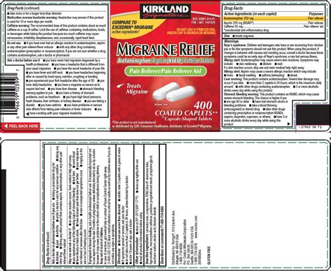 Costco Wholesale Corp. Migraine Relief Drug Facts - DailyMed