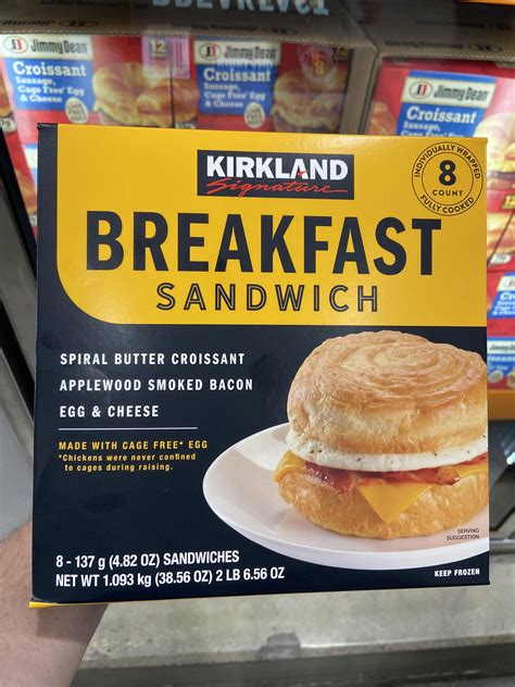 Costco breakfast sandwiches. Don't follow the package directions. This is what I do, I have one almost every day: 1. Separate all frozen sandwich parts. 2. Wrap english muffin in a paper towel and microwave for 30 seconds. 3. Toast english muffin in toaster. 4. microwave egg white and sausage for 1 min. 5. add cheese and cook for an additional minute. 