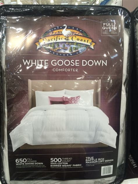 Costco down comforter. Online Only. Sign In For Price. $239.99 through - $439.99. Feather and Loom 420 TC White Goose Down Comforter & Pillow Set. Responsible Down Standard (RDS) Certified. Twin Set Includes: 1 Comforter & 1 Pillow. Full/Queen & King Set Includes: 1 Comforter & 2 Pillows. Soft Cotton Cover. Fill Power 650. 