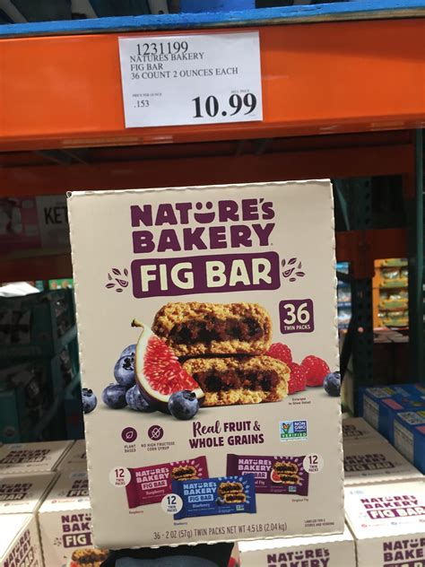Costco fig bars. Nature's Bakery Blueberry Fig Bars, 2 Oz, 6 Ct. 4.7 out of 5 stars. 7,442. 7 offers from $4.49. Natures Bakery Whole Wheat Fig Bars - 32 Twin Packs (16 Blueberry, 16 Raspberry Each) (1) 4.8 out of 5 stars. 50. 3 offers from $32.89. Amazon Brand - Happy Belly Fruit & Grain Cereal Bars, Blueberry, 1.3 Oz, 8 Count. 