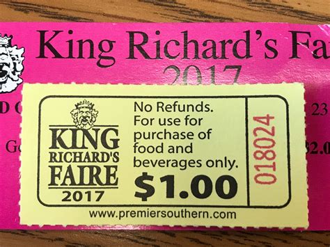 King Richard's Faire. ·. March 24, 2023 ·. No kidding... this is a magnificent way to save for 2023 tickets! Note coupon code before you go to our ticket site and save some gold coin on your adult admissions - this deal is only available Saturday, 4/1! #SavingSaturday.. 