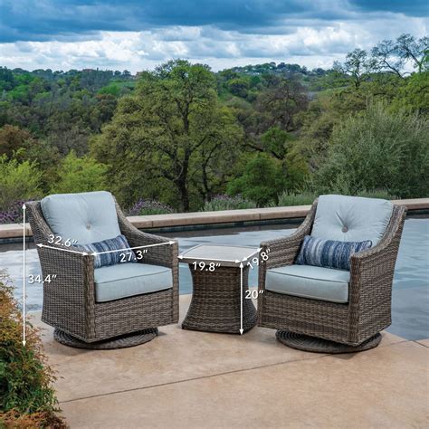 Choose from sturdy steel and glass, wood and wicker conversation sets. Select a set in your preferred size with a patio table and chairs or opt for a set with chairs and a love seat. Consider a unit that features multiple seating options or space-saving storage. In addition to their functionality, outdoor chat sets come in assorted styles to .... 