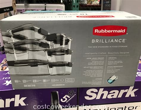 Costco rubbermaid brilliance. Oct 17, 2017 · Stack and store your pantry items with Rubbermaid Brilliance Pantry Food Storage Containers. These BPA-free, shatter-resistant plastic containers feature secure latches, and are 100% airtight to keep food fresh. Bases and lids are crystal clear so it’s easy to see what’s inside, and the stacking design saves space in your cabinets. 
