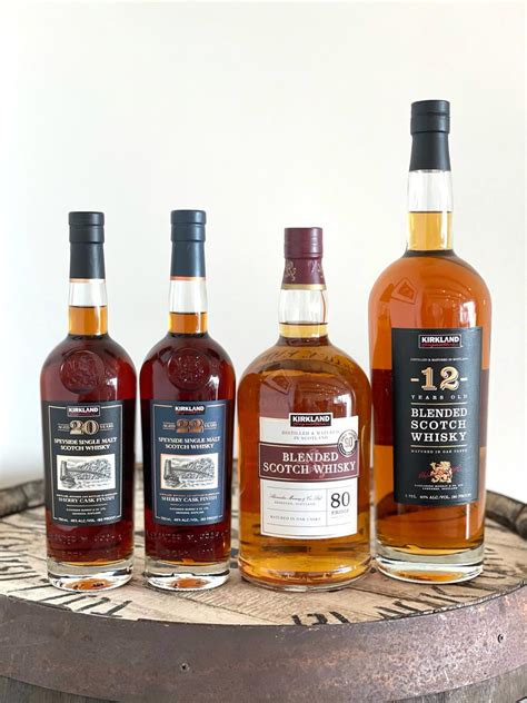Costco scotch whiskey. The Kirkland Signature Blended Scotch whisky is priced at around $27.65. The Kirkland Signature Small Batch Bourbon is priced at about $27.99. The Kirkland Signature Irish Whiskey is priced under $42.46. The Kirkland Signature London Dry Gin is priced at $23.99. 