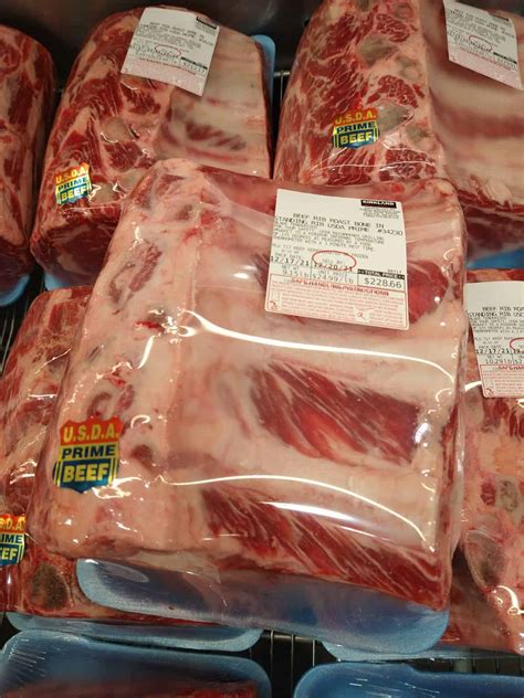Dec 17, 2018 · Beef Cut, Price. Choice Standing Rib Bone-In, $9.69/lb. Choice Ribeye Roast Boneless, $9.19/lb. Seasoned Standing Rib Roast, $10.69/lb. Prime Ribeye Roast, $16.99/lb. Choice Peeled Beef Tenderloin, $19.99/lb. [/table] The prices are close to last season with some being less than $1 per pound higher. Check out last year's post for a comparison. . 