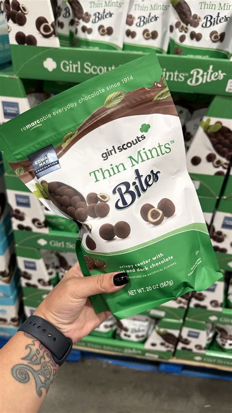 Costco thin mint bites. But for example, right now, Costco has Girl Scouts Thin Mints Bites available at a discount. If you look at the mailer, which is also accessible online, you'll see that they're $3.60 off. 