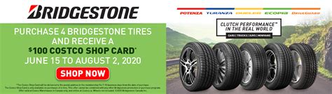 See the Road hazard warranty on Costco.com and the Tire Centre counter for details. Installation is now Included. Save $110 Instantly on a set of 4 Bridgestone Tires $900 …. 