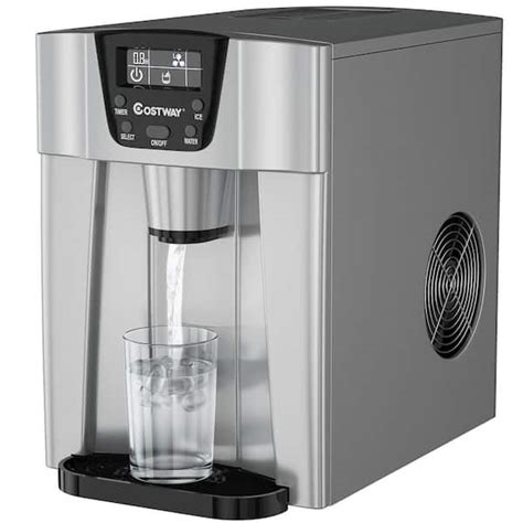 Costway 10 in. 36 lbs/24 Hours Portable 2 in. 1 Ice Maker Water ...