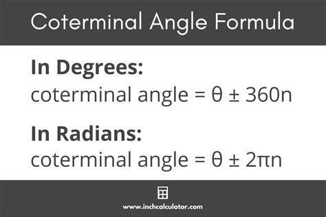 Coterminal Angles Calculator Formulas