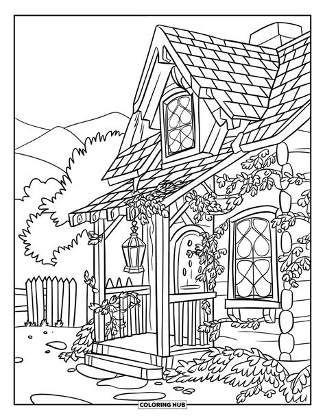 Cottage Coloring Page