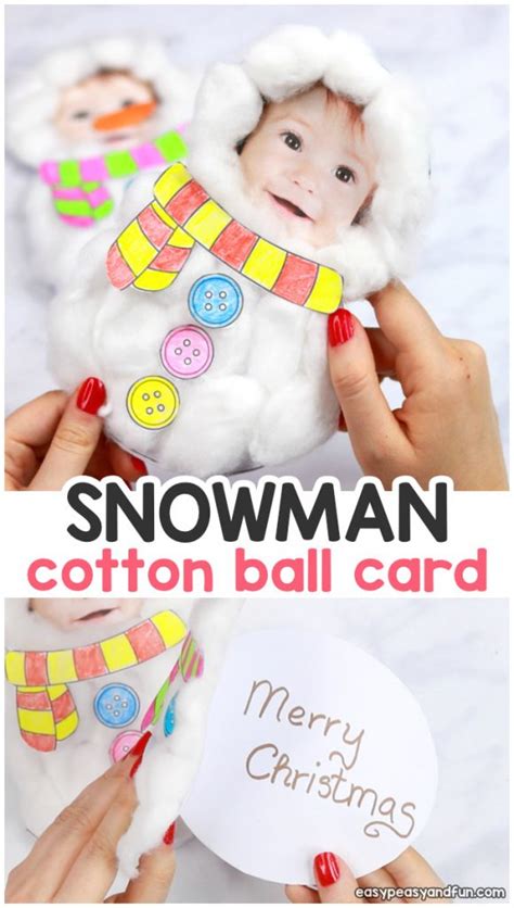 Cotton Ball Snowman Craft - DIY Christmas Card - Easy …