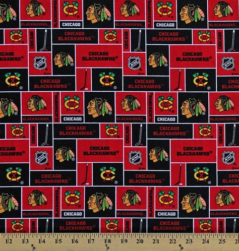 Cotton Chicago Blackhawks Block NHL Hockey Sports Team Cotton Fabric …