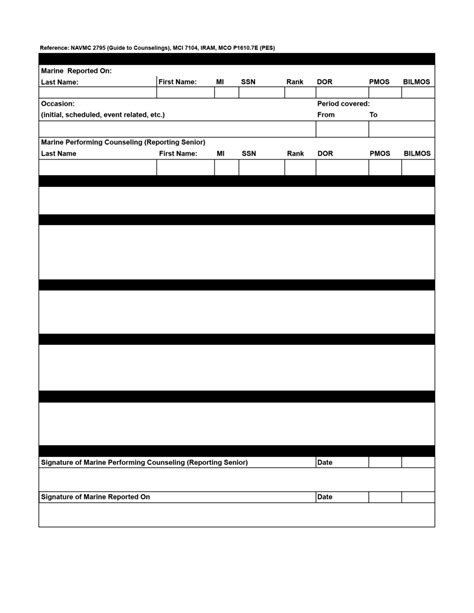 Counseling Worksheet Usmc