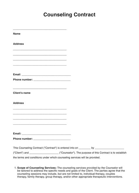 Counselling Contract Examples, Format, Pdf Examples