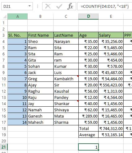 Count, CountIf, CountIfs in Excel - Tech Funda